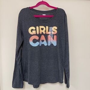Old Navy: NWT Girls Long Sleeve 'Girls Can' Tee, Size XL (14)